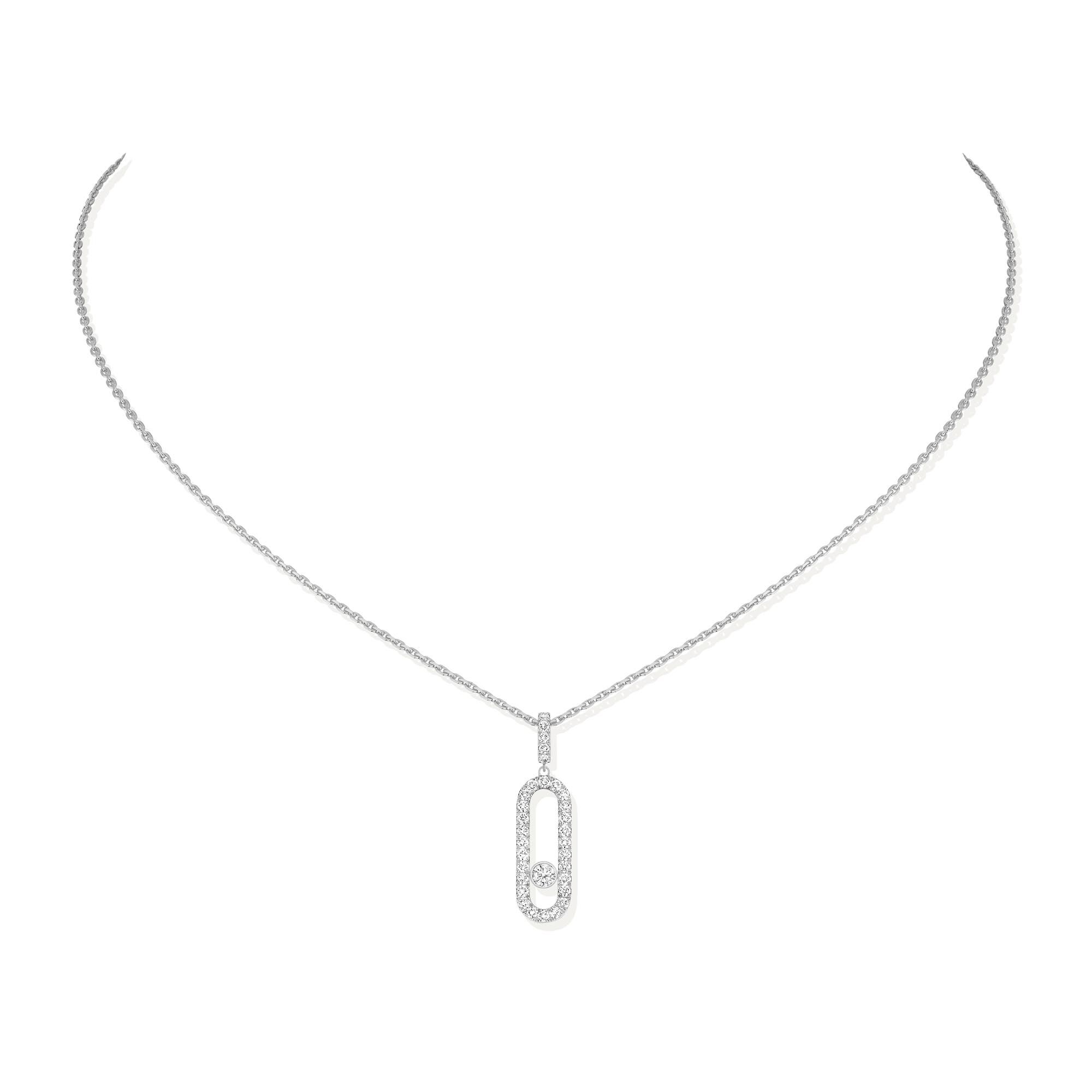 Move Uno Large White Gold Diamond Pav Pendant Messika 12058 WG